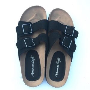 Arizona style American Eagle Black Double-Strap Sandals